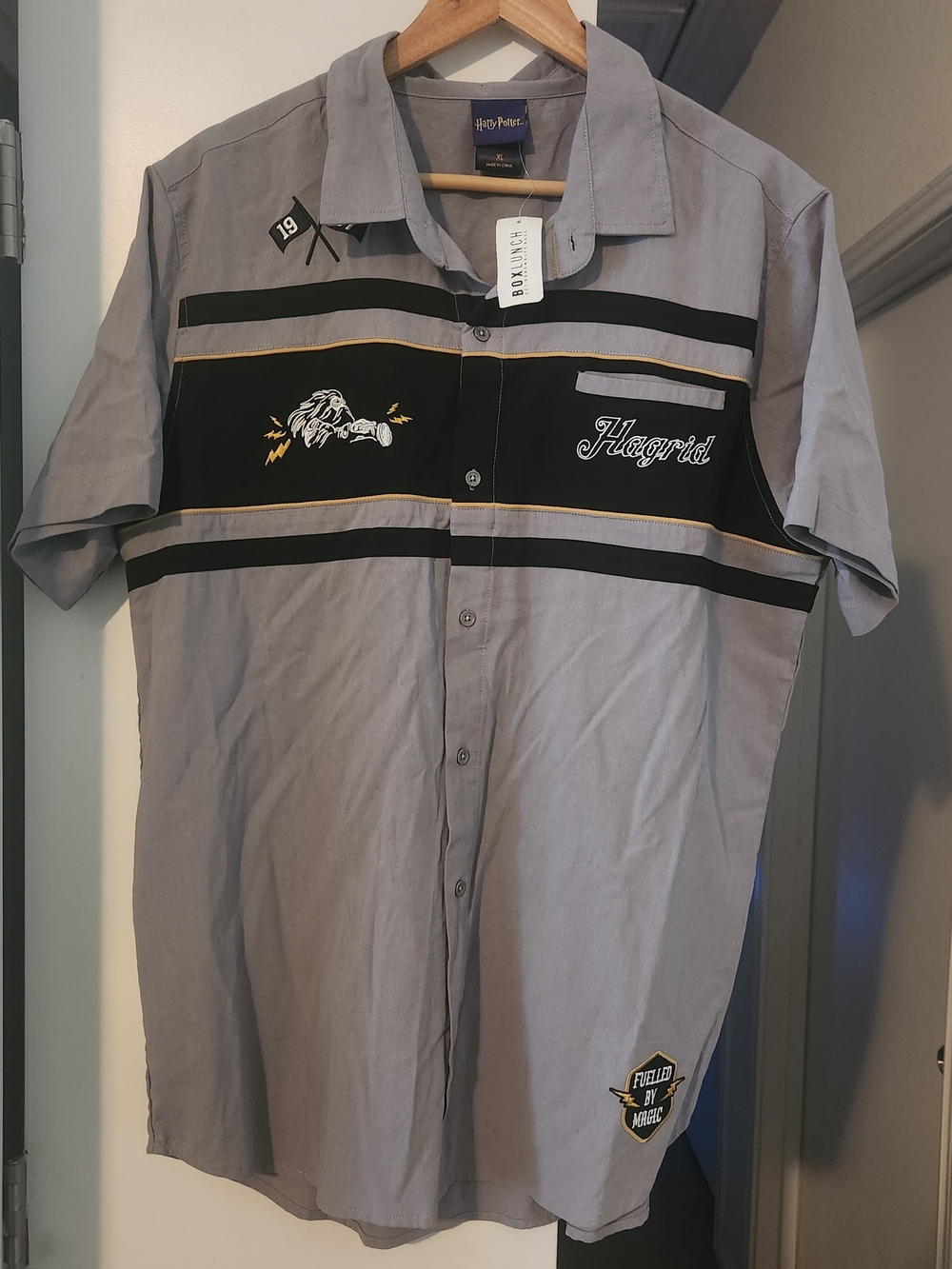 ~NEW~ Harry Potter HAGRID Mechanic Woven Button Up Size XL Box Lunch Exclusive